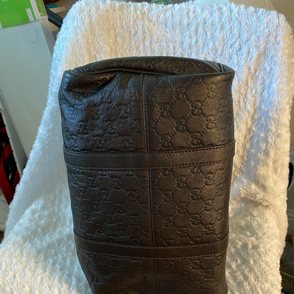 Authentic Gucci Chocolate Leather GG Boston Bag 265697 Guccissima - Picture 4 of 13